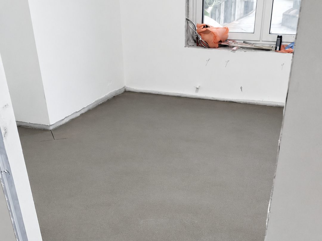Готовая полусухая стяжка в комнате квартиры 88 м² в Реутове